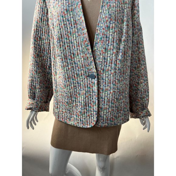 Kate Hill Plus Size Quilted Jacket Size 2X Multi Color Confetti Pattern Silk - Picture 16 of 16